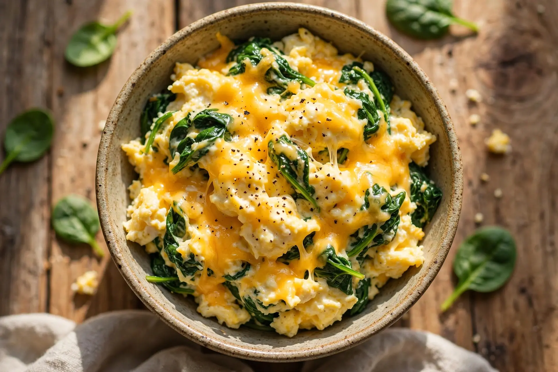 Cheesy Spinach Scrambled Eggs